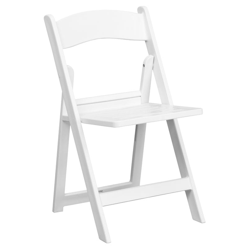 2 Pack HERCULES Series 800 lb. Capacity White Resin Folding Chair with Slatted Seat