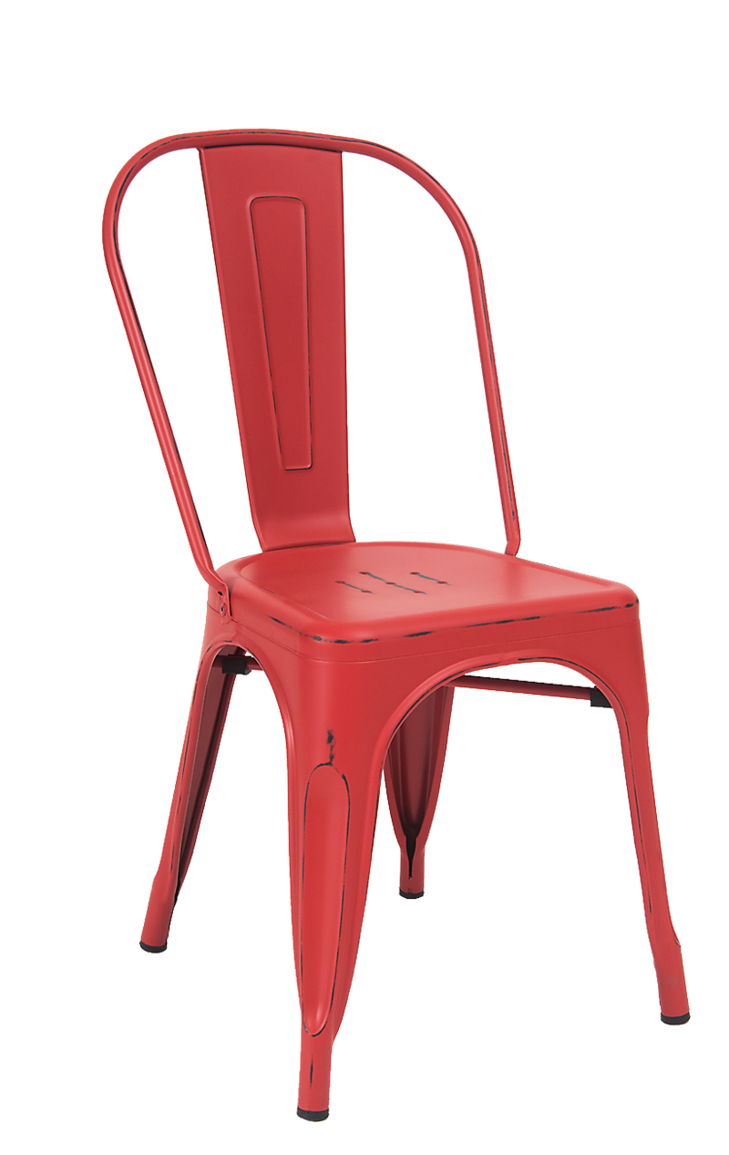 Steel Chair in Antique Red Finish