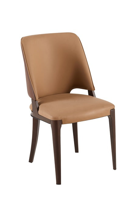 Indoor Brown Metal Chair with Vinyl Seat & Back