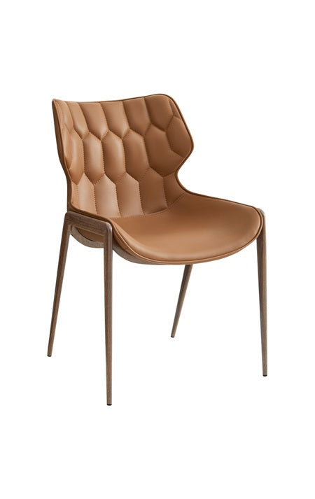 Indoor Metal Chair w/ Padded Brown Vinyl Seat