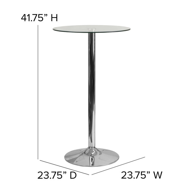 Fredrick 23.75'' Round Glass Table with 41.75''H Chrome Base