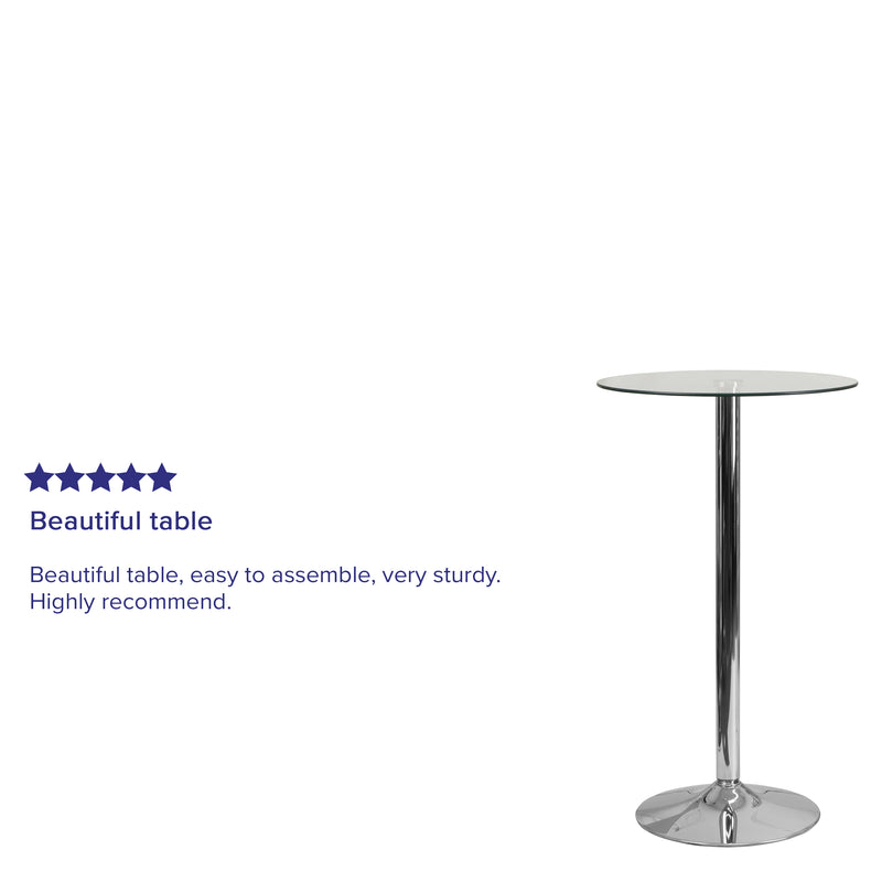 Fredrick 23.75'' Round Glass Table with 41.75''H Chrome Base