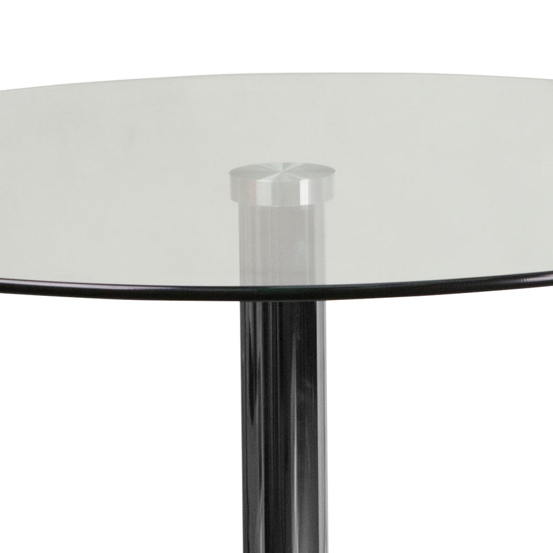 Hills 31.5'' Round Glass Table with 29''H Chrome Base
