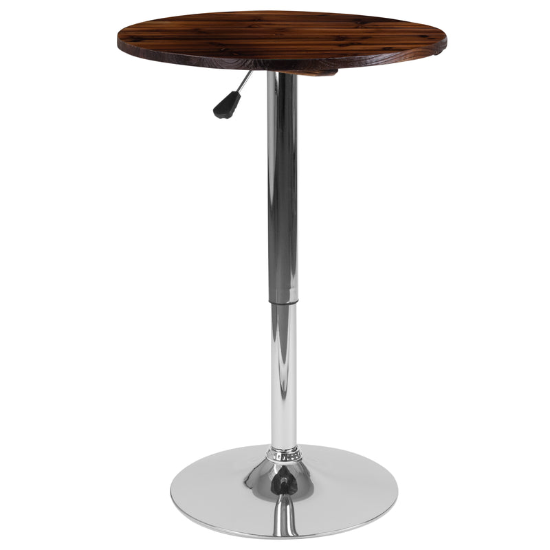 Hills 23.5'' Round Adjustable Height Rustic Pine Wood Table (Adjustable Range 26.25'' - 35.5'')