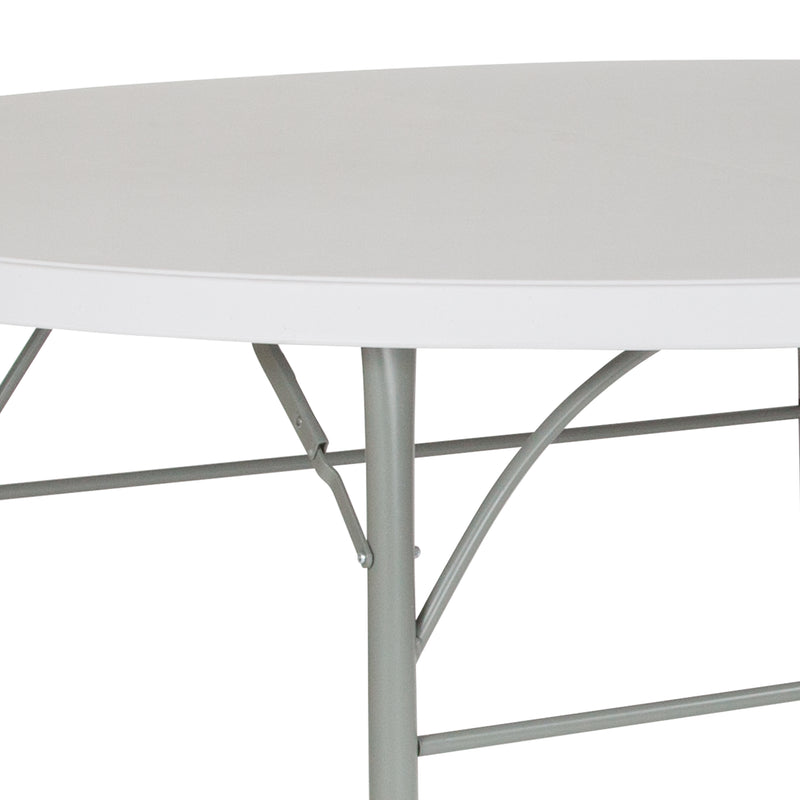 Stonewall 6-Foot Round Bi-Fold Granite White Plastic Banquet and Event Folding Table with Carrying Handle