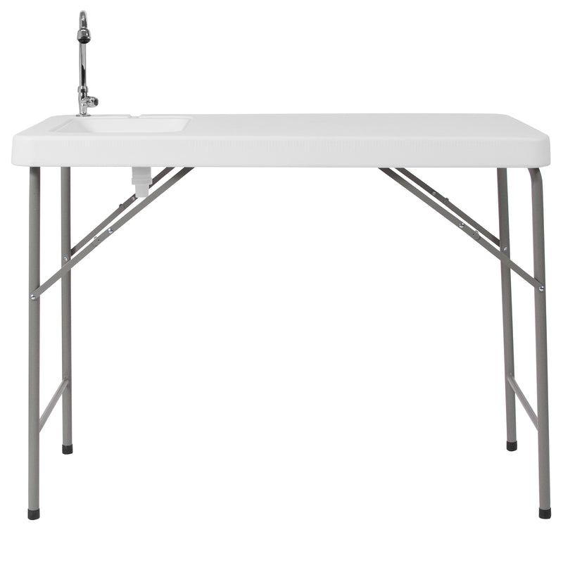 Wesley 4-Foot Portable Fish Cleaning Table / Outdoor Camping Table and Sink