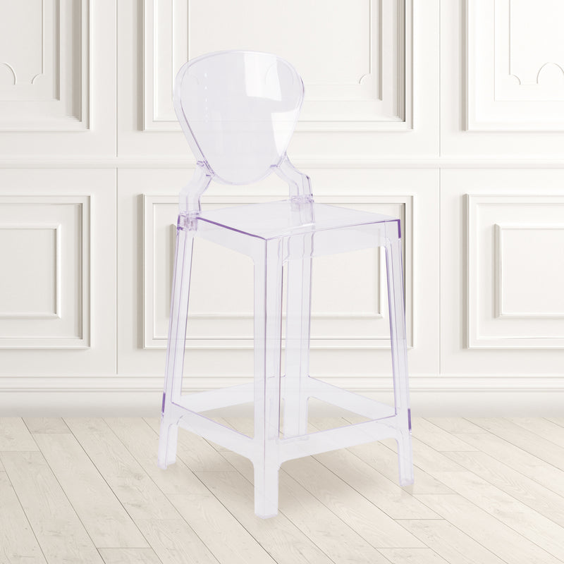 Theo Ghost Barstool with Tear Back in Transparent Crystal