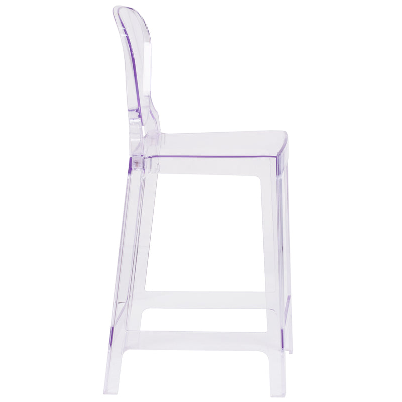 Theo Ghost Barstool with Tear Back in Transparent Crystal