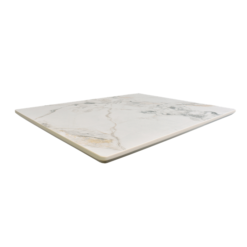 1 1/8" Sintered Stone Table Top in Glossy White Marble Color