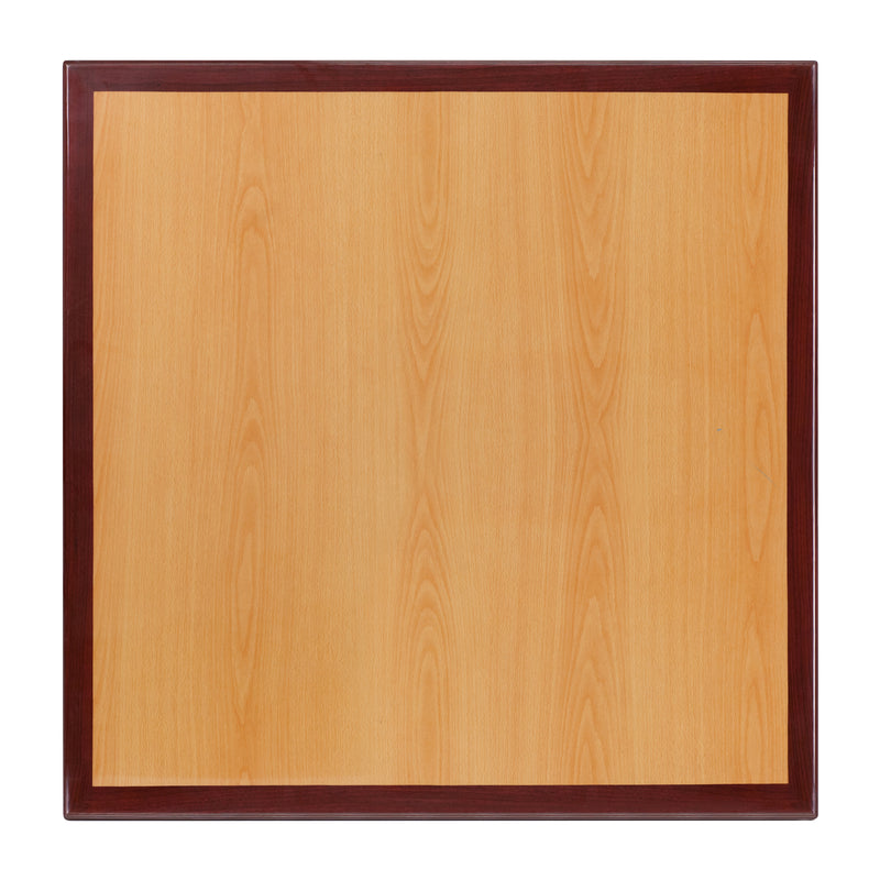 Glenbrook 24'' Square 2-Tone High-Gloss Cherry / Mahogany Resin Table Top with 2'' Thick Drop-Lip