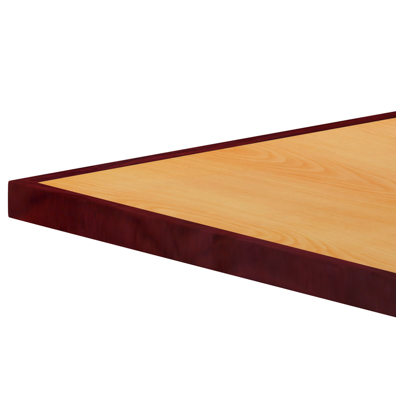 36'' Square 2-Tone High-Gloss Cherry / Mahogany Resin Table Top with 2'' Thick Drop-Lip