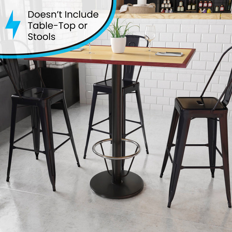 Beverly 18'' Round Restaurant Table Base with 3'' Dia. Bar Height Column and Foot Ring