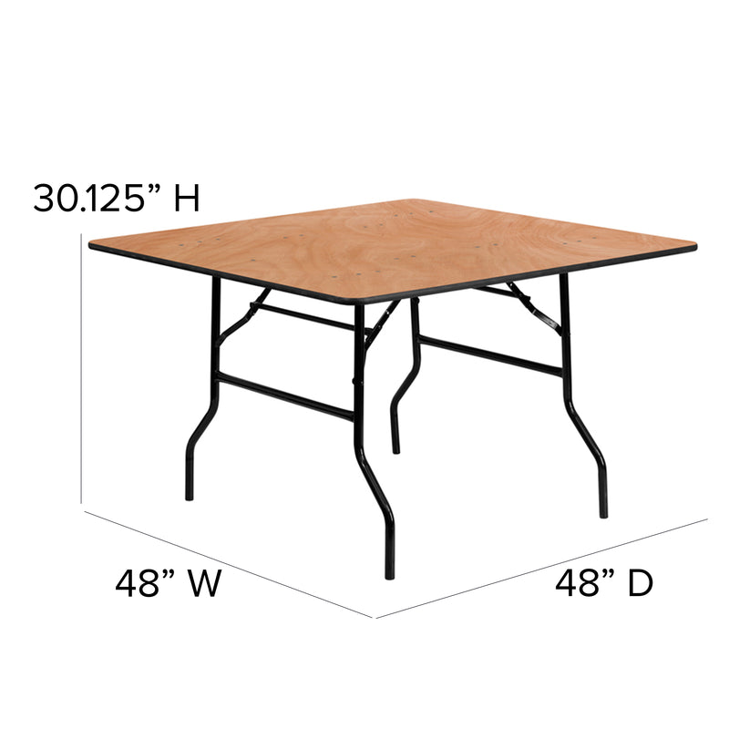 Gerry 4-Foot Square Wood Folding Banquet Table
