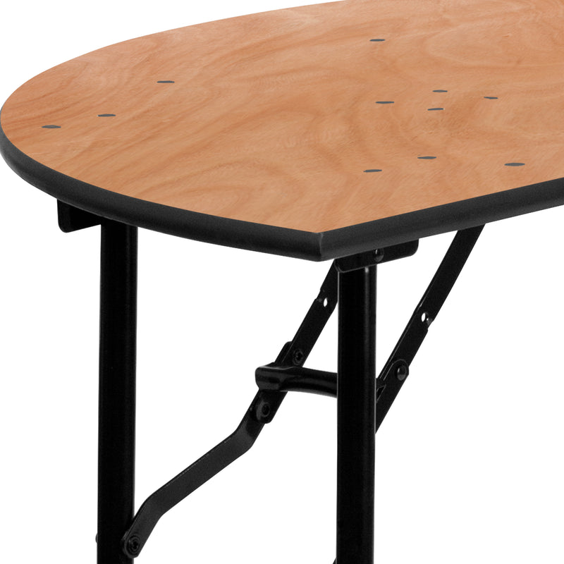 Furman 4-Foot Half-Round Wood Folding Banquet Table