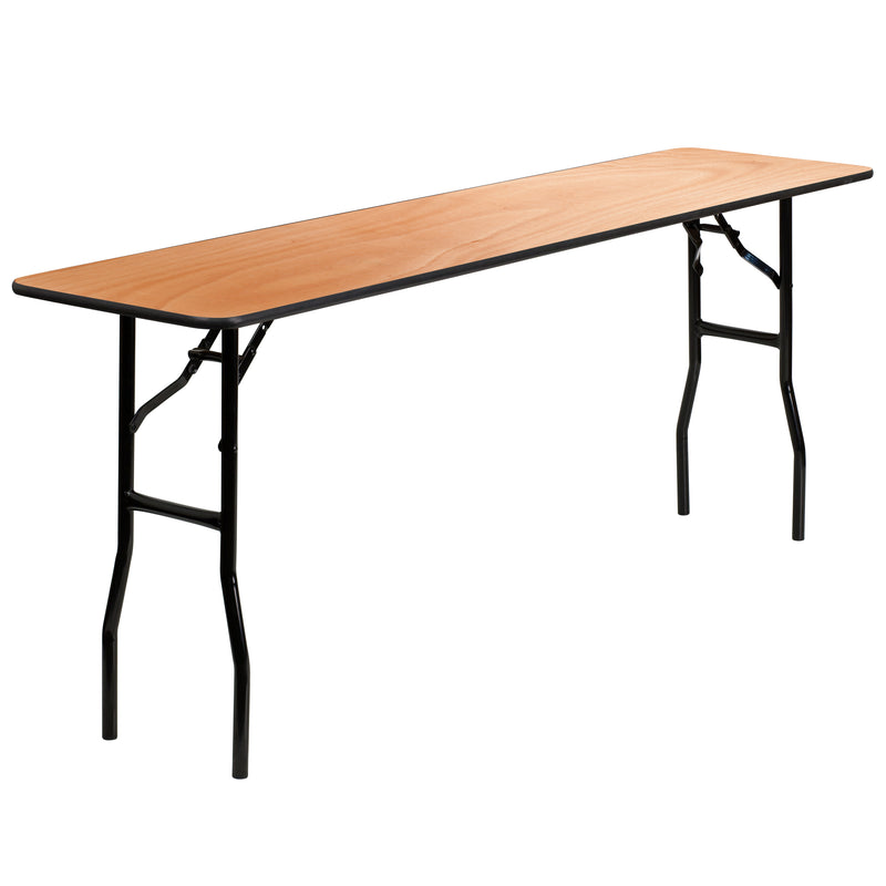 Gael 6-Foot Rectangular Wood Folding Training / Seminar Table with Smooth Clear Coated Finished Top