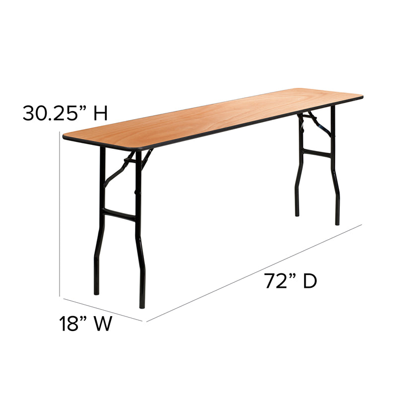 Gael 6-Foot Rectangular Wood Folding Training / Seminar Table with Smooth Clear Coated Finished Top