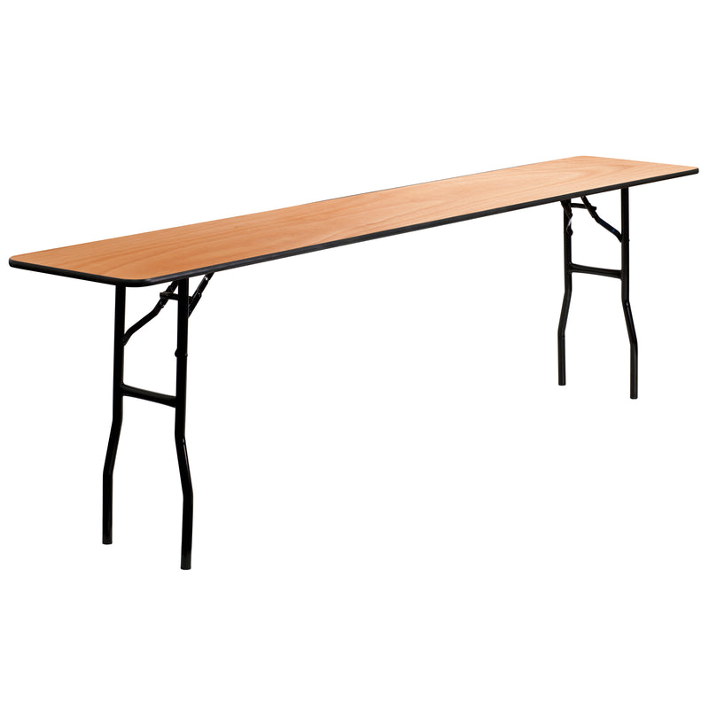 Gael 8-Foot Rectangular Wood Folding Training / Seminar Table with Smooth Clear Coated Finished Top