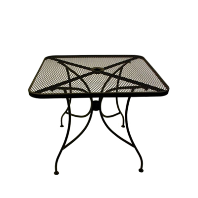 24x24 Inch Square Wrought Iron Mesh Outdoor Restaurant Table with 2 Inch Umbrella Hole - Moda Seating Corp
