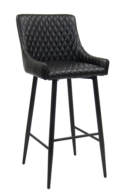 Metal Barstool with Black Vinyl Seat and back