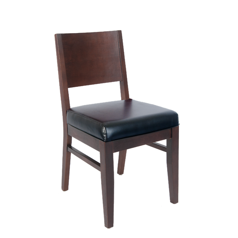 Solid BeechWood Indoor Restaurant Chair with Black Vinyl Seat - Moda Seating Corp