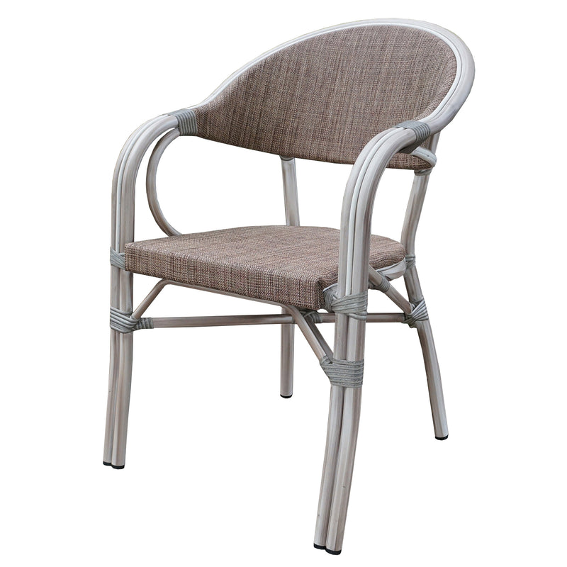 Textylene Bamboo Look Circle Back Arm Outdoor Restaurant Side Chair - Moda Seating Corp
