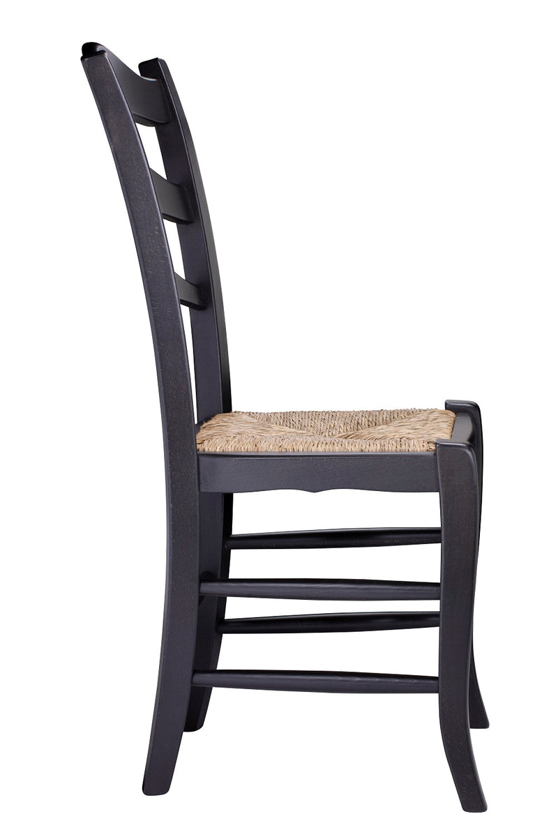 Ladder Back Wood Dining Chair with Straw Seat