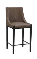 Modern Vintage Metal Bar Stool With Brown Vinyl Seat & Back
