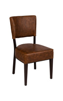 Metal Lounge Chair with Brown Vinyl Seat and Back