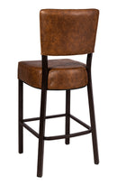 Metal Lounge Barstool with Brown Vinyl Seat and Back