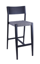 Black Aluminum Barstool with Terylene Fabric Seat for Outdoor Use