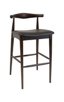 Rubber Wood Barstool in Walnut Finish with Black Vinyl Seat
