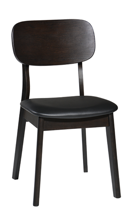Dark Walnut Rubber Wood Chair with Black Vinyl Seat