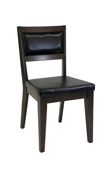 Indoor Black Rubber Wood Chair with Vinyl Seat