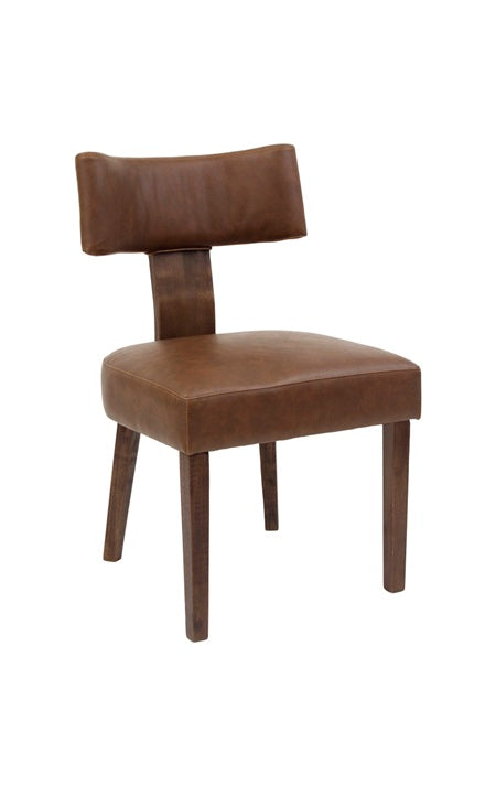 Indoor Rubberwood Chair with Rich Brown Cushioned Vinyl Back & Seat