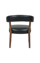 Contemporary Oak Wood Chair with Curved Backrest and Black Upholstered Seat for Indoor use