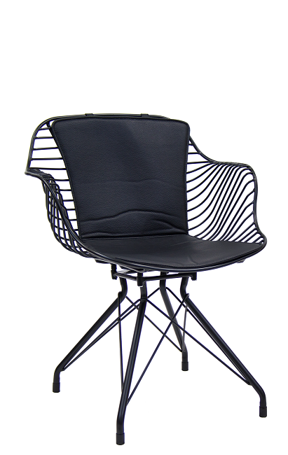 Black Metal Armchair & detachable vinyl padded seat