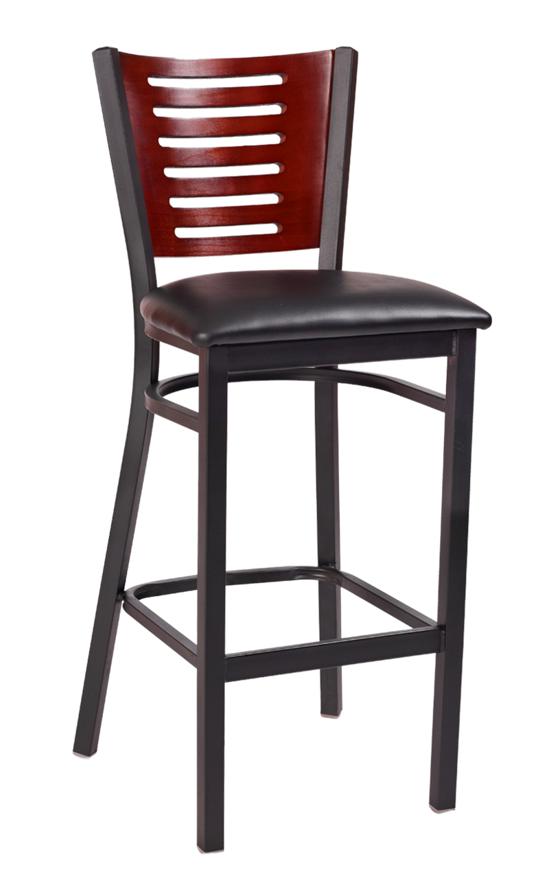 Dark Mahogany Darby Series Slat Back Metal Barstool