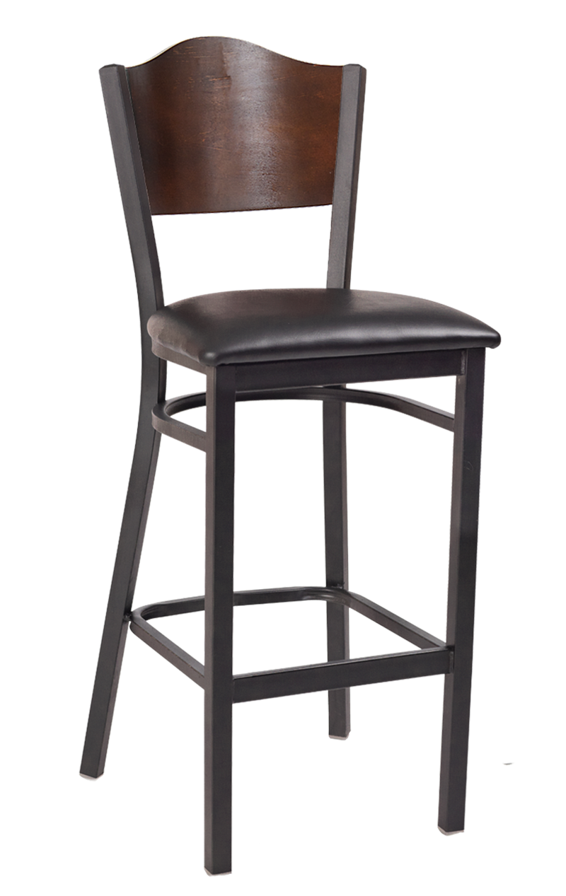 Walnut Back Metal Barstool