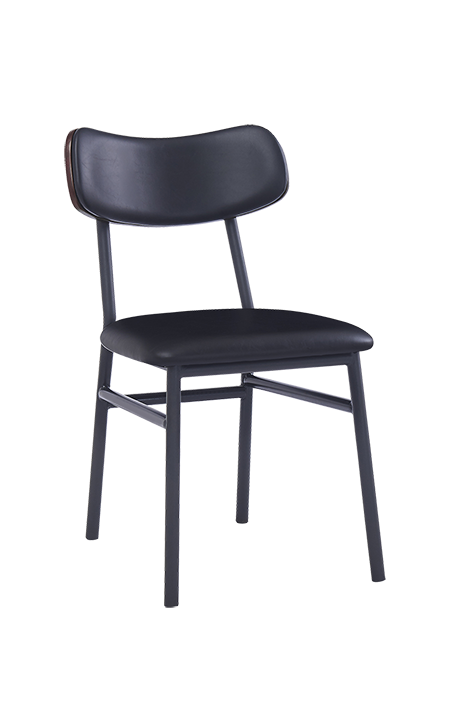 Black Metal Chair with Black Vinyl Back & Seat for Indoor Use