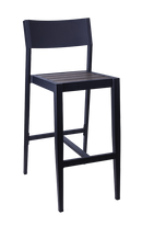 Aluminum Barstool with Imitation Teak Slats Seat in Dark Brown for Outdoor Use