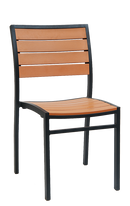 Black Aluminum Chair with Imitation Teak Slats
