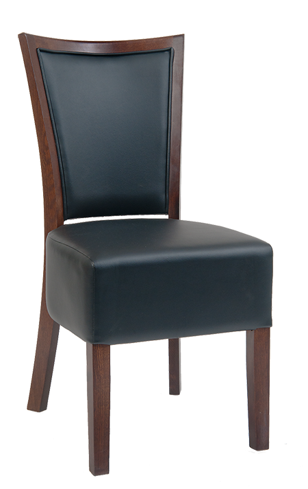 Beechwood Chair in Walnut Finish with Black Vinyl Back and Seat