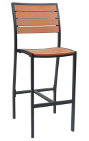 Black Aluminum Bar stool with Imitation Teak Slats