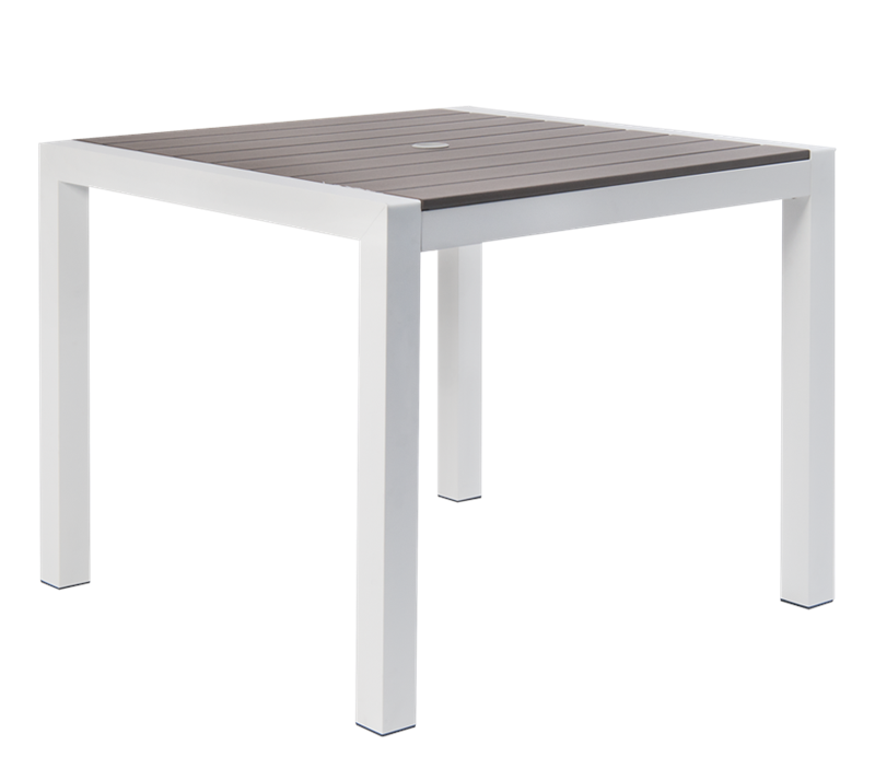 36" x 36" Indoor/ Outdoor Square White Powder Coated Aluminum Table with Alum Legs