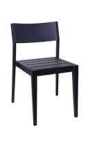 Aluminum Chair with Imitation Teak Slats Seat in Dark Brown for Outdoor Use