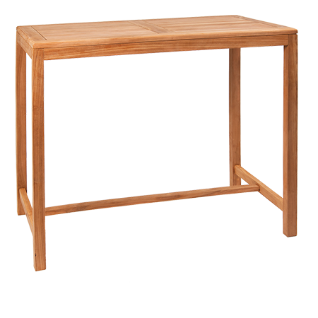 Indoor/ Outdoor Teak Wood Table in Natural Finish, 30 x 48 Bar Height