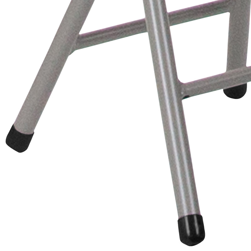 Micah 2 Pack Foldable Stool with Black Plastic Seat and Titanium Gray Frame