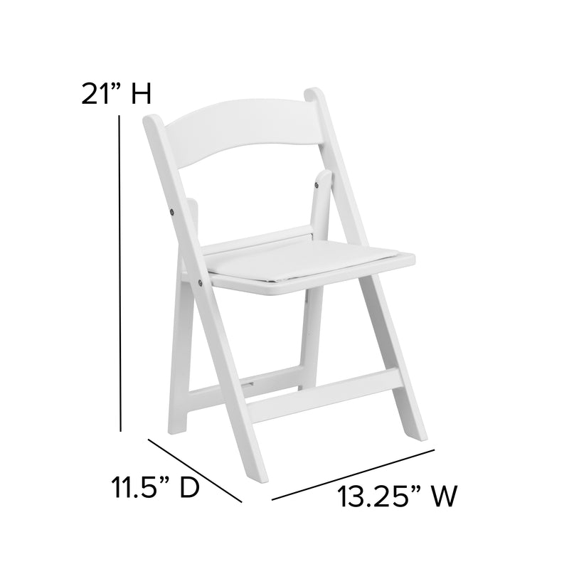 HERCULES Kids Folding Chairs with Padded Seats | Set of 2 White Resin Folding Chair with Vinyl Padded Seat for Kids