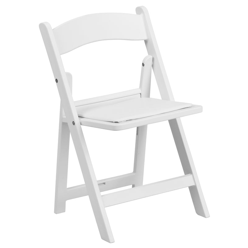HERCULES Kids Folding Chairs with Padded Seats | Set of 2 White Resin Folding Chair with Vinyl Padded Seat for Kids