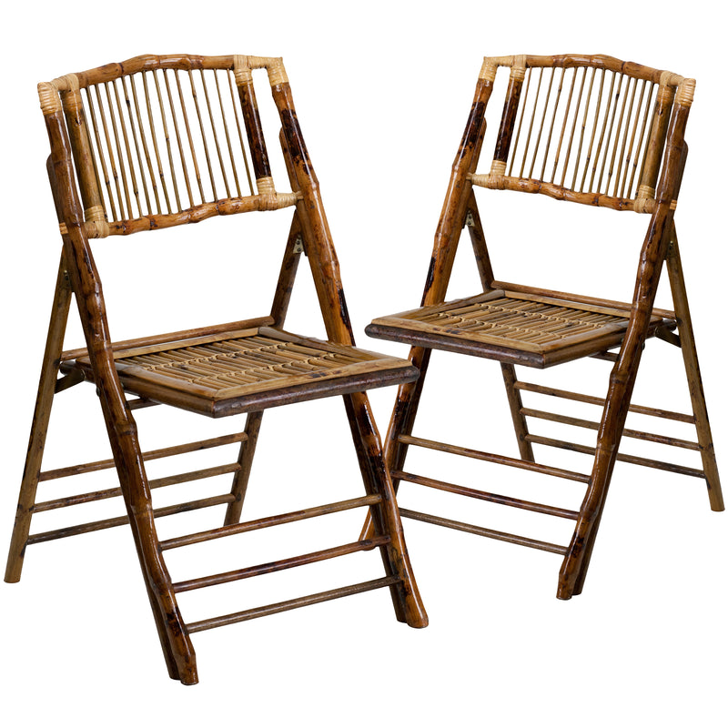 Bamboo Folding Chairs | Set of 2 Bamboo Wood Folding Chairs